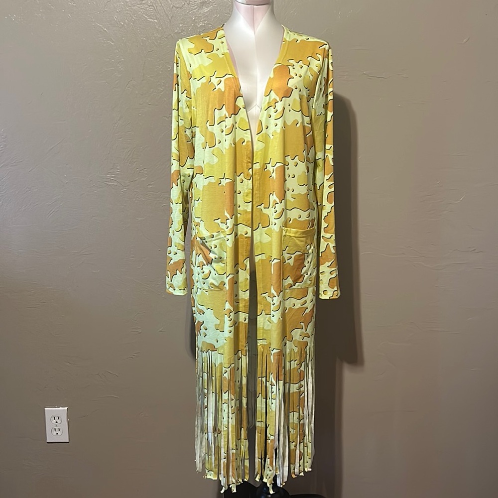 Lucky and blessed yellow camo duster